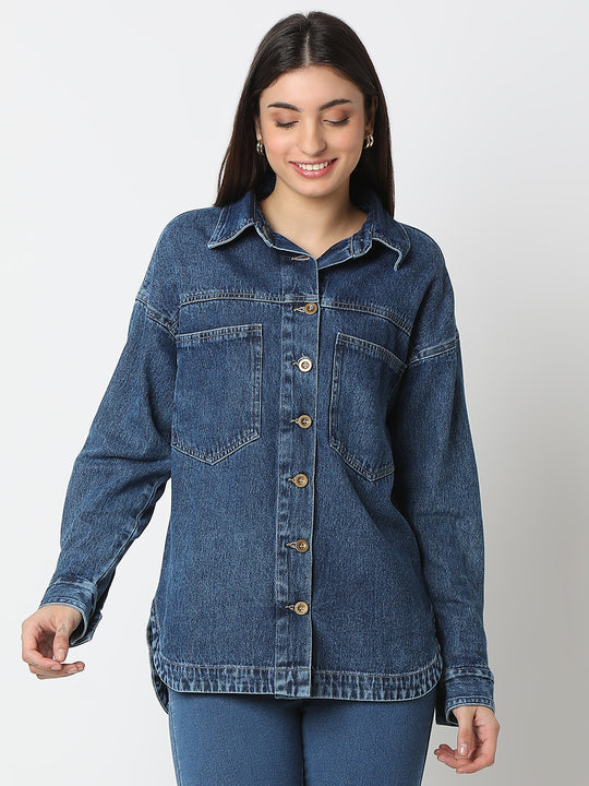 TARAMA Womens Oversized Denim Shacket