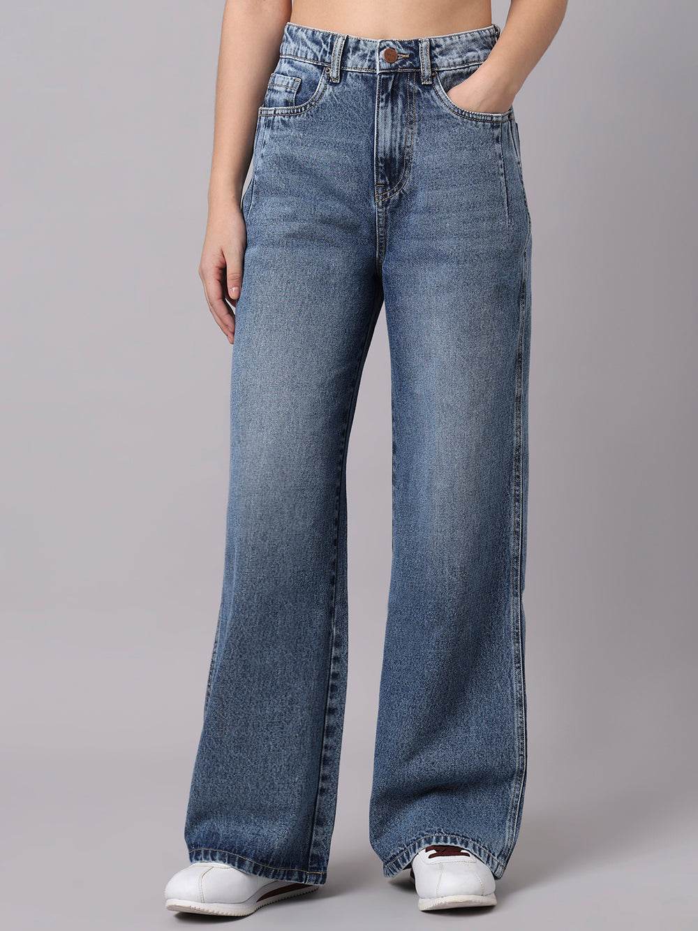 TARAMA Women Wide Leg High-Rise Light Blue Jeans