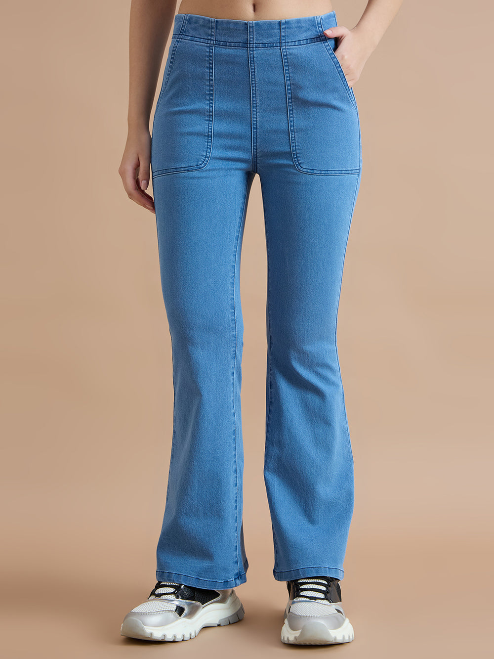 TARAMA High Waist Pull-On Stretch Flared Jeans