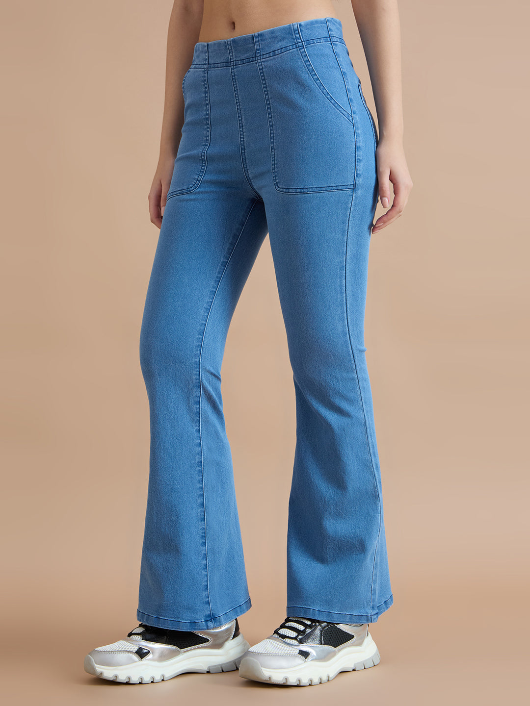 TARAMA High Waist Pull-On Stretch Flared Jeans