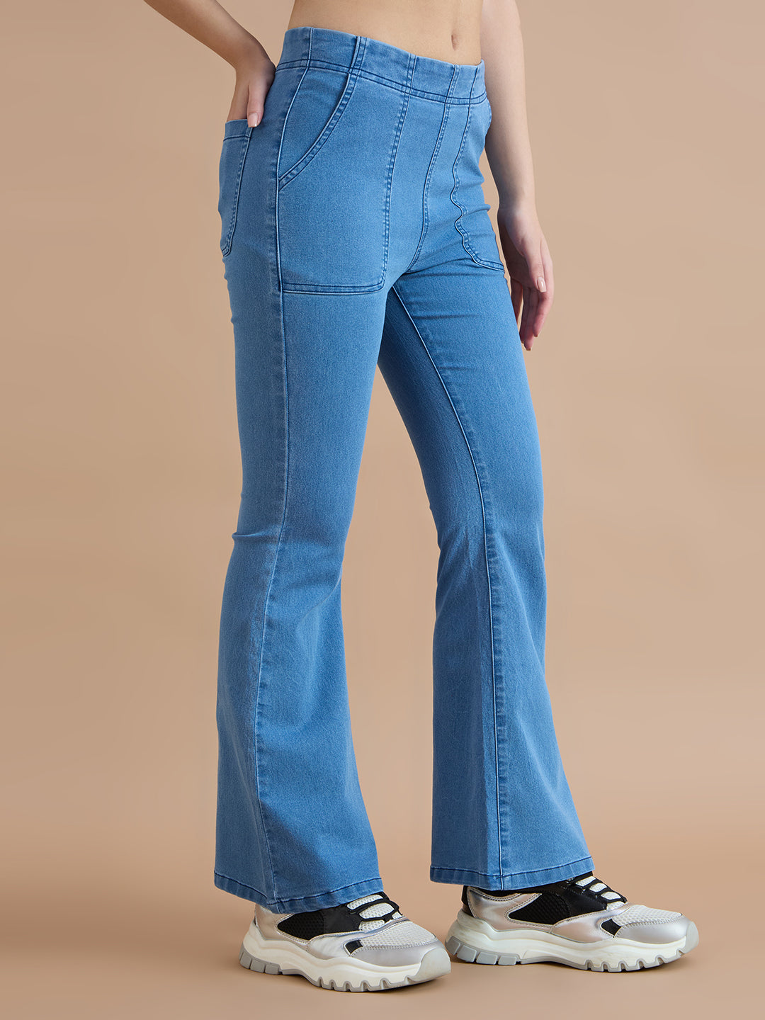 TARAMA High Waist Pull-On Stretch Flared Jeans