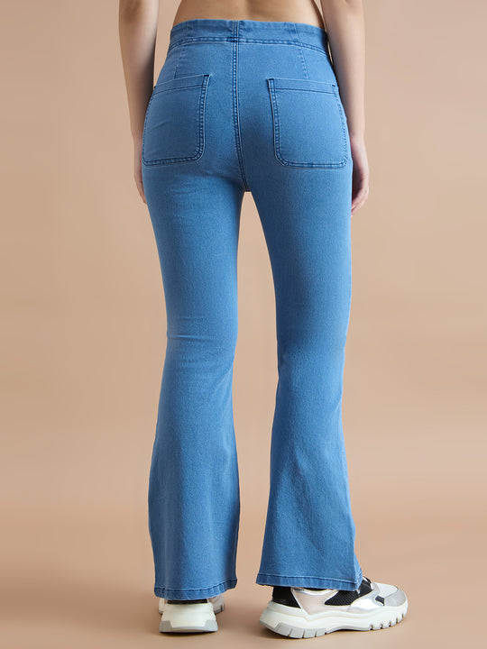 TARAMA High Waist Pull-On Stretch Flared Jeans