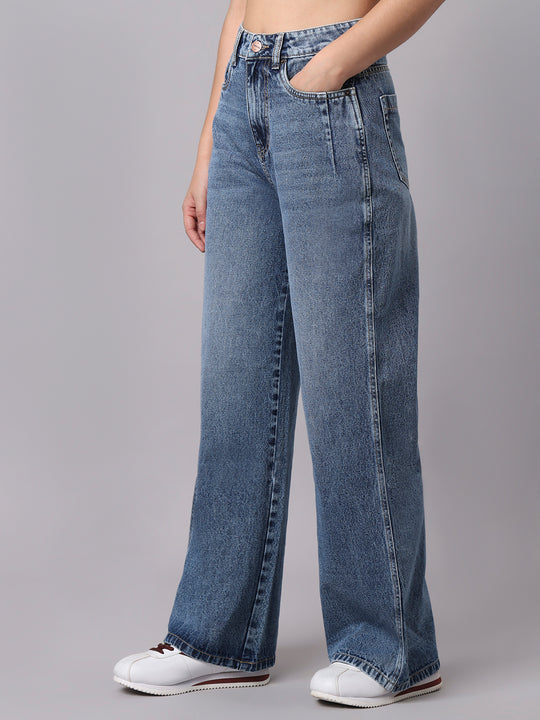 TARAMA Women Wide Leg High-Rise Light Blue Jeans