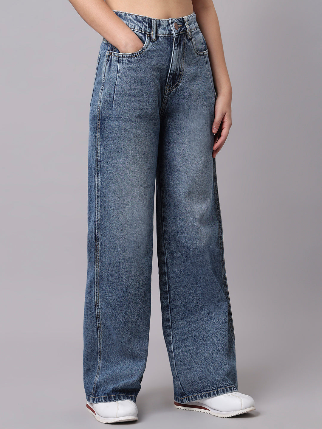 TARAMA Women Wide Leg High-Rise Light Blue Jeans