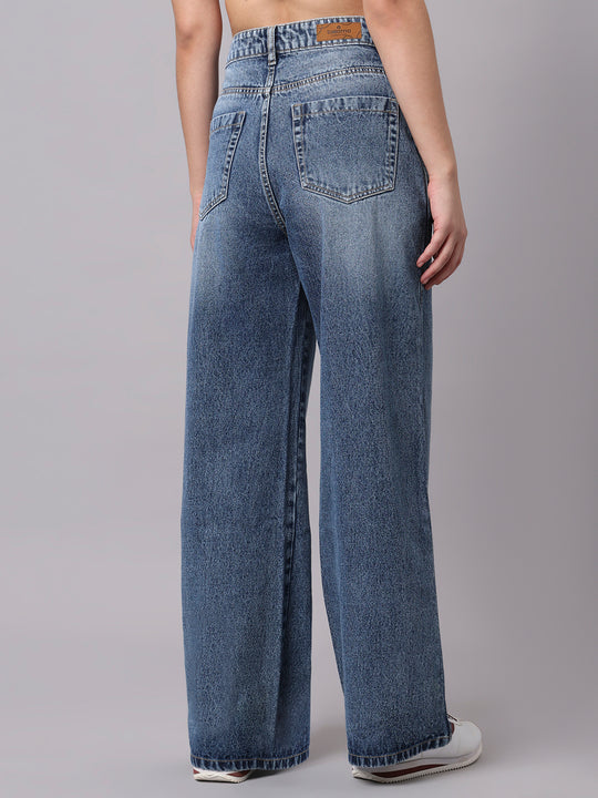 TARAMA Women Wide Leg High-Rise Light Blue Jeans