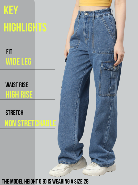 TARAMA High-Waist Cargo Denim – Cool Utility Fit