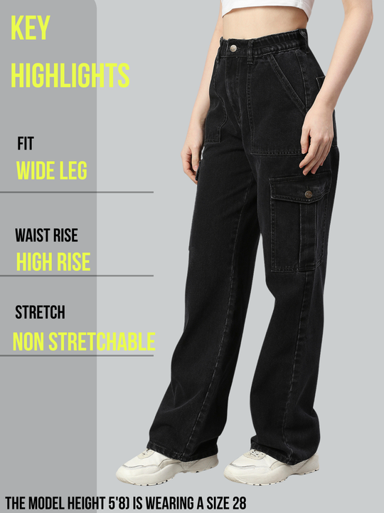 TARAMA High-Waist Cargo Denim – Cool Utility Fit