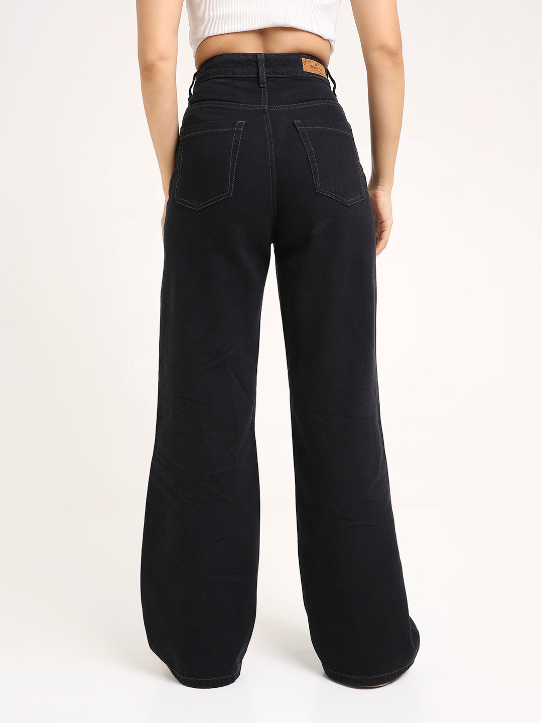 TARAMA High-Rise Paisley Embroidered Wide Leg Jeans