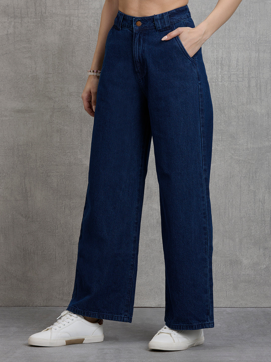 TARAMA High-Rise Dark Wash Wide-Leg Denim