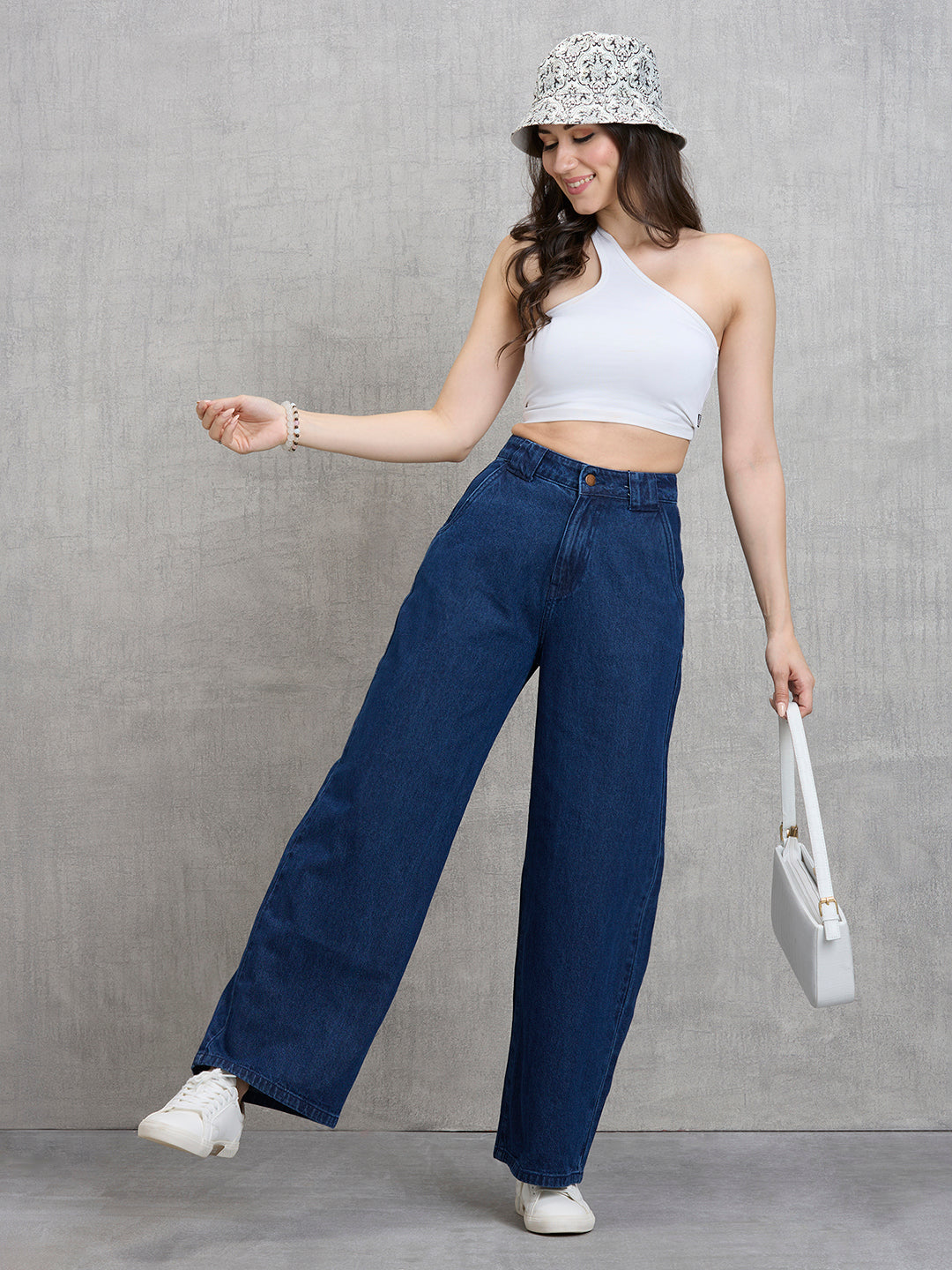 TARAMA High-Rise Dark Wash Wide-Leg Denim