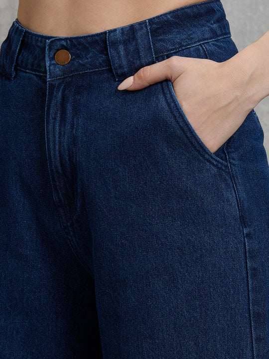 TARAMA High-Rise Dark Wash Wide-Leg Denim