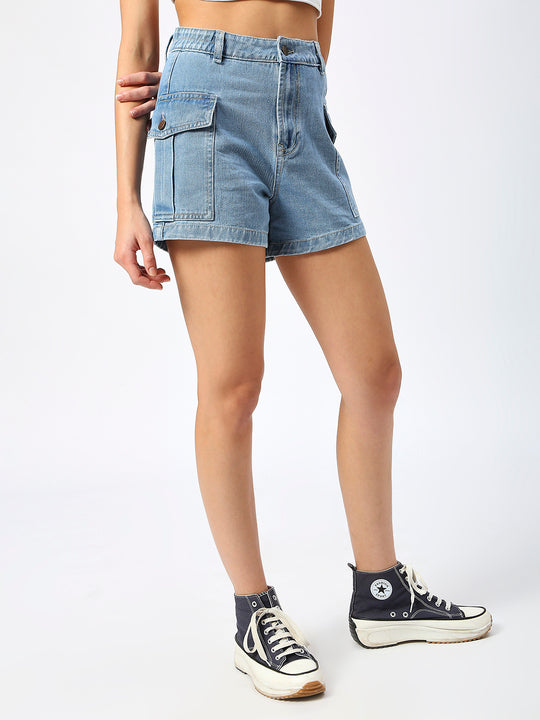 TARAMA High Rise Cargo Shorts TARAMA JEANS