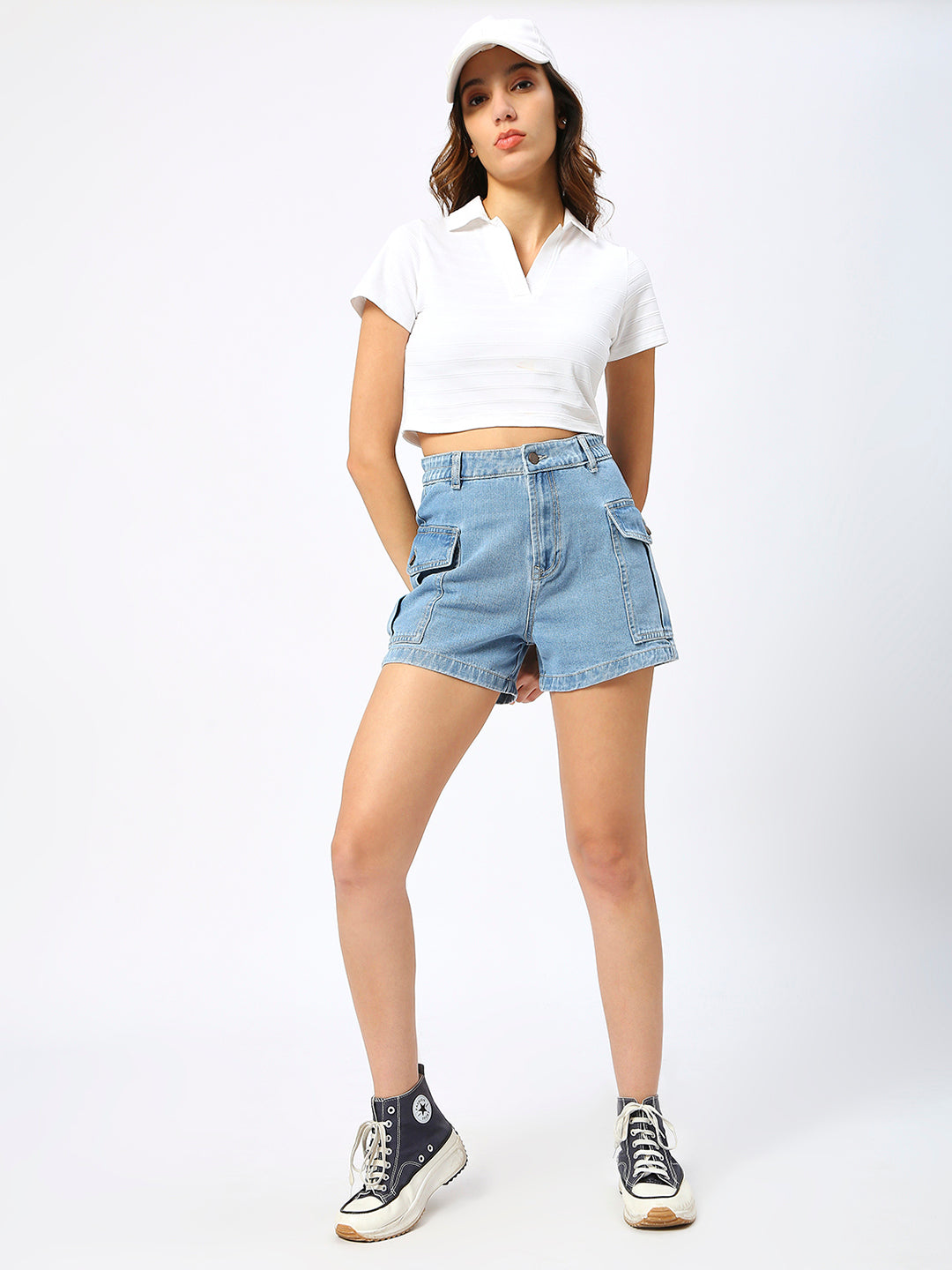 TARAMA High Rise Cargo Shorts TARAMA JEANS