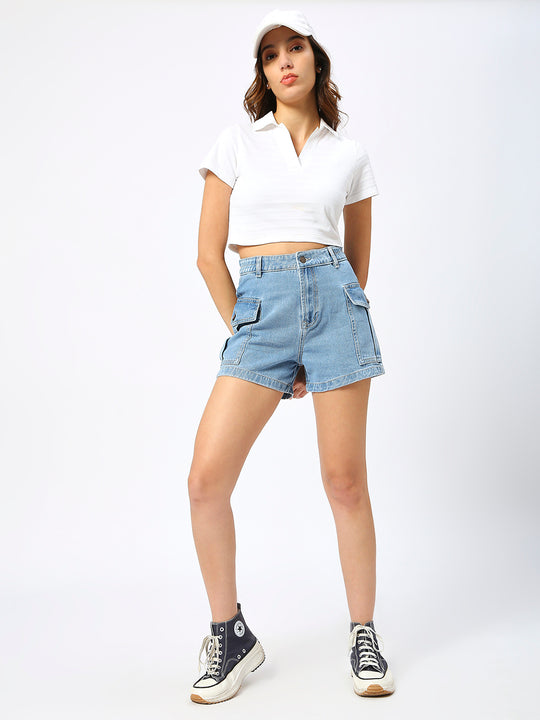 TARAMA High Rise Cargo Shorts TARAMA JEANS