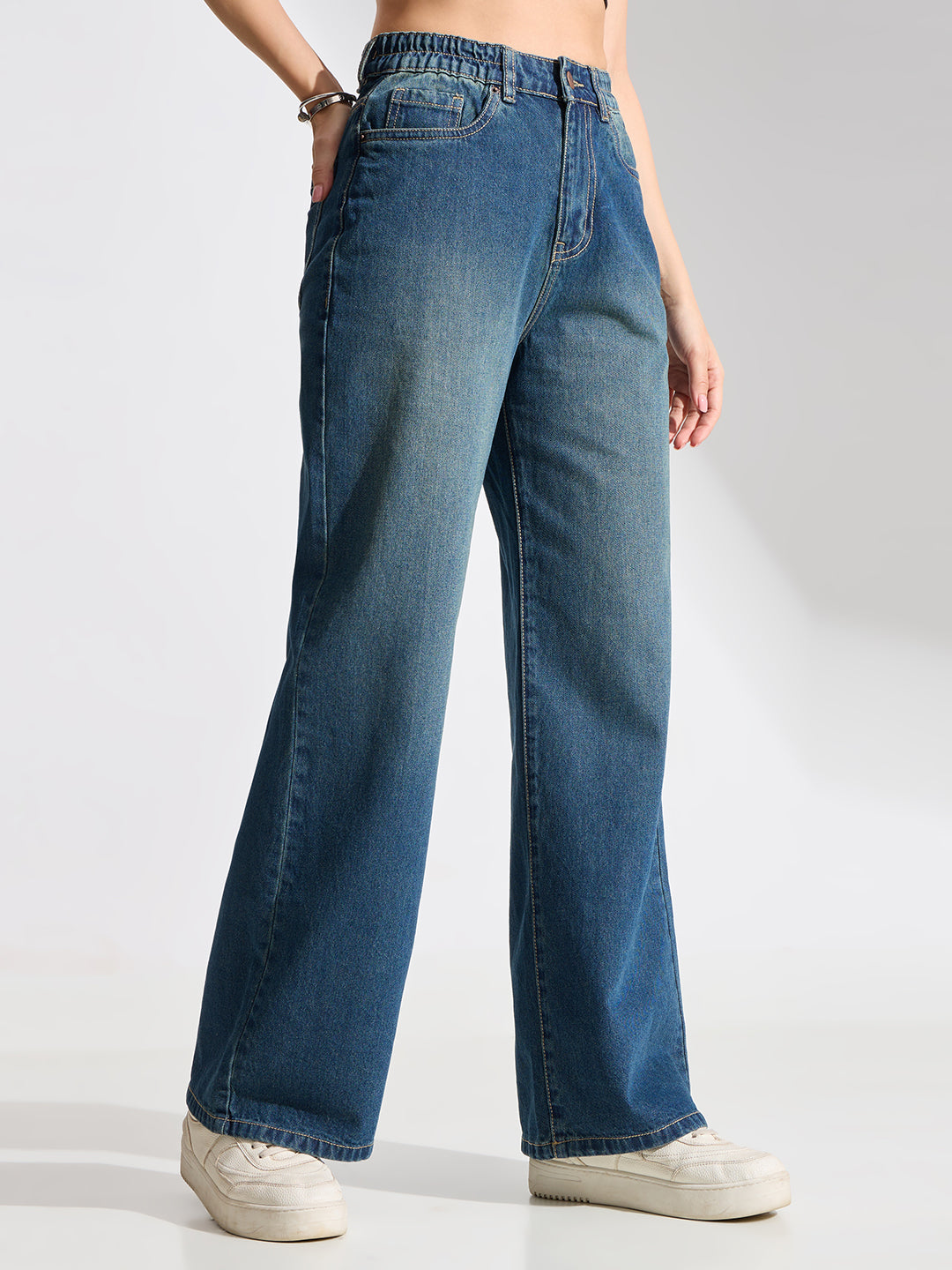 High Rise Basic Wide Leg Jeans-Vintage