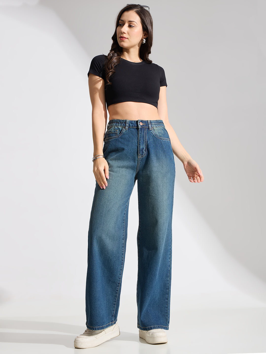 High Rise Basic Wide Leg Jeans-Vintage
