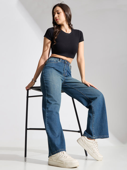 High Rise Basic Wide Leg Jeans-Vintage