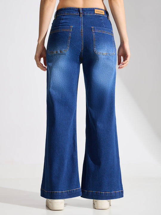 Angled Pockets Flare Fit Jeans