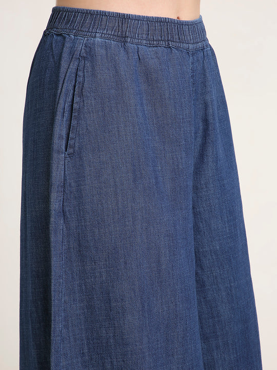 TARAMA Women High Waist Flared in Solid Denim
