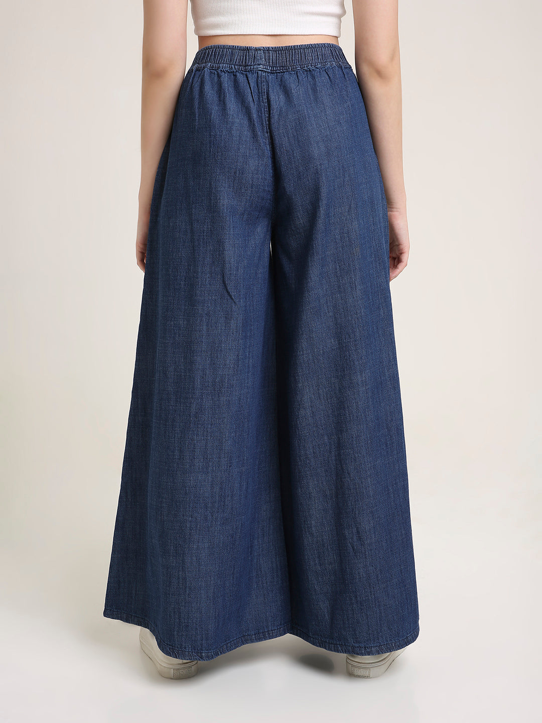 TARAMA Women High Waist Flared in Solid Denim