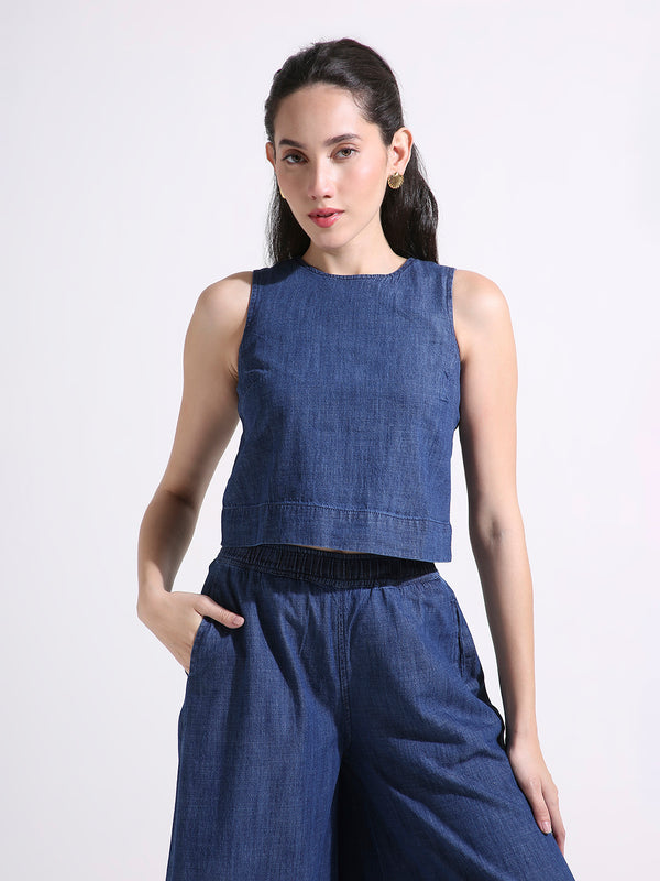 TARAMA Denim Crop Top