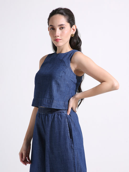 TARAMA Denim Crop Top