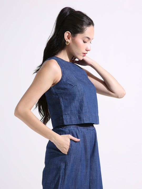 TARAMA Denim Crop Top