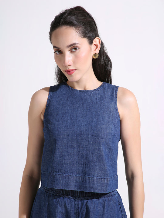 TARAMA Denim Crop Top