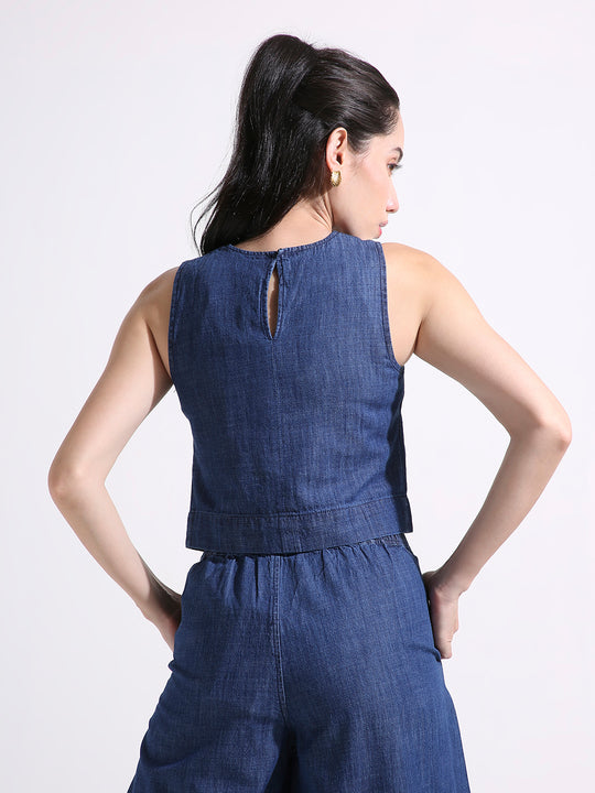 TARAMA Denim Crop Top