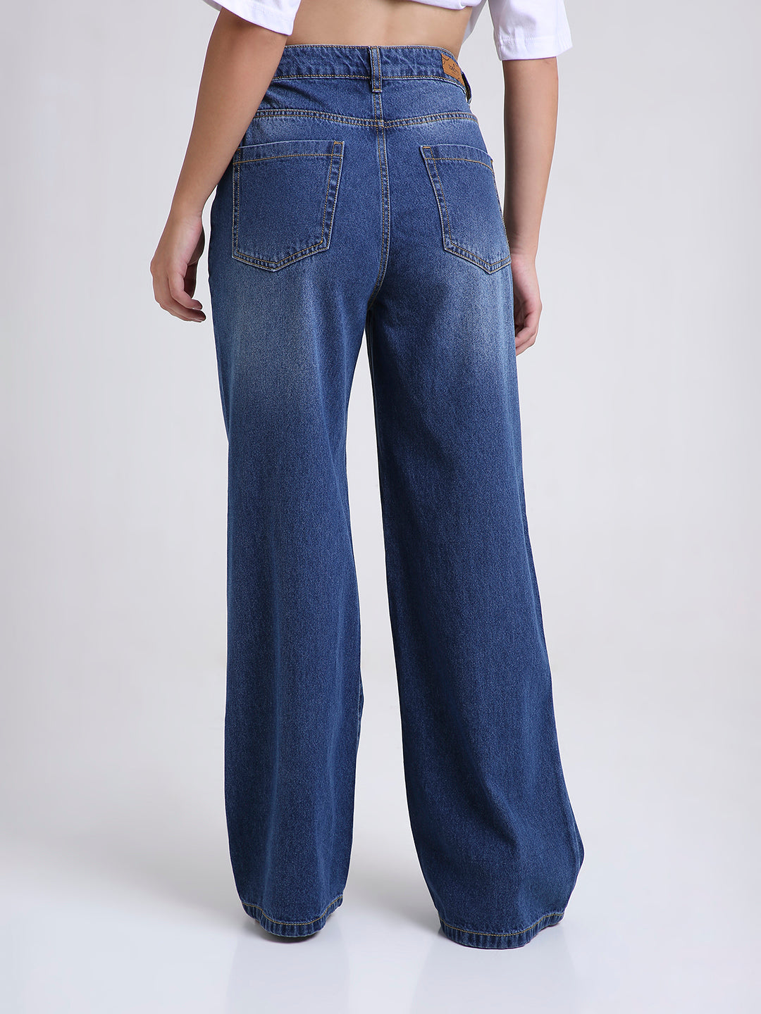 TARAMA Women Wide Leg High-Rise Dark Blue Jeans