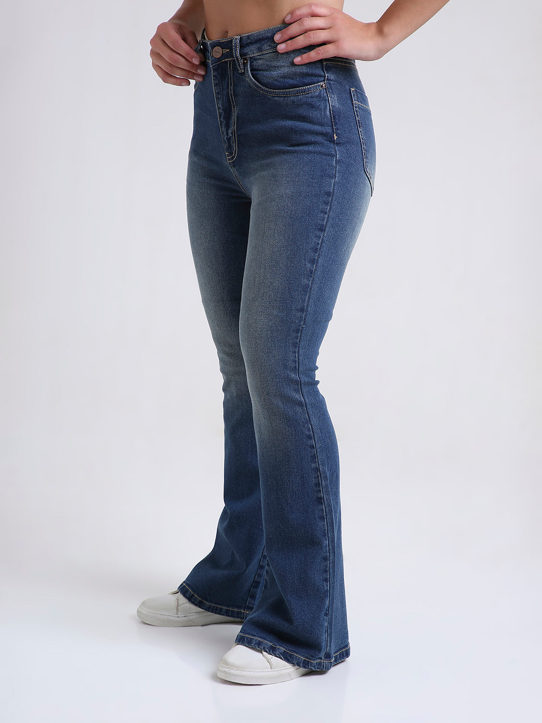 TARAMA Women Floral Embroidered High-Rise Bootcut Stretchable Jeans