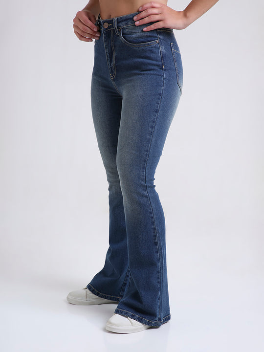 TARAMA Women Floral Embroidered High-Rise Bootcut Stretchable Jeans