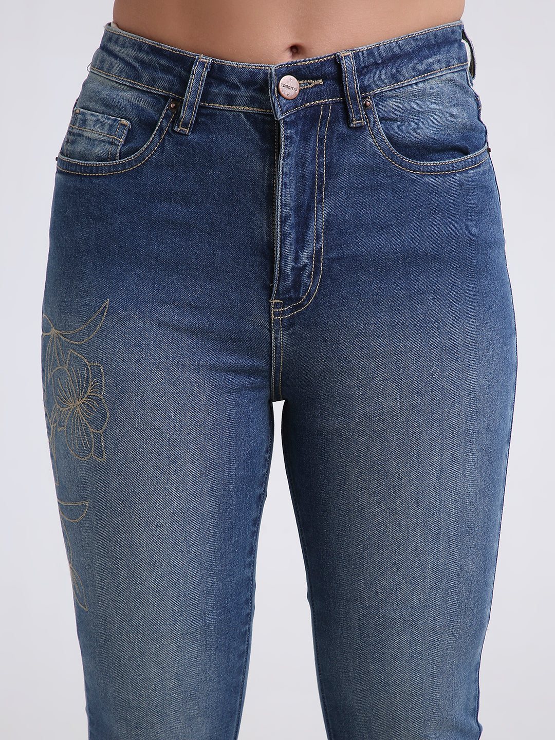 TARAMA Women Floral Embroidered High-Rise Bootcut Stretchable Jeans