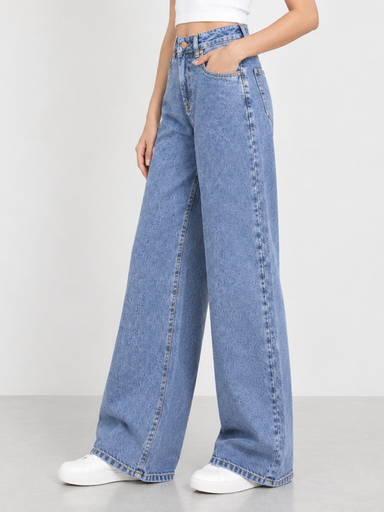 Wide Leg High-Rise Basic Light Blue Jeans