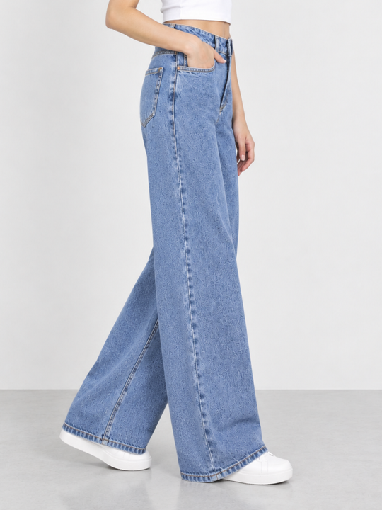 Wide Leg High-Rise Basic Light Blue Jeans