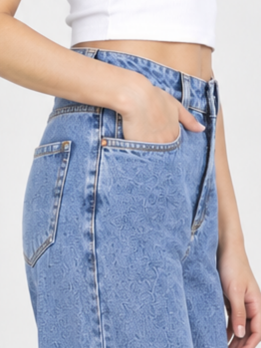 Wide Leg High-Rise Basic Light Blue Jeans
