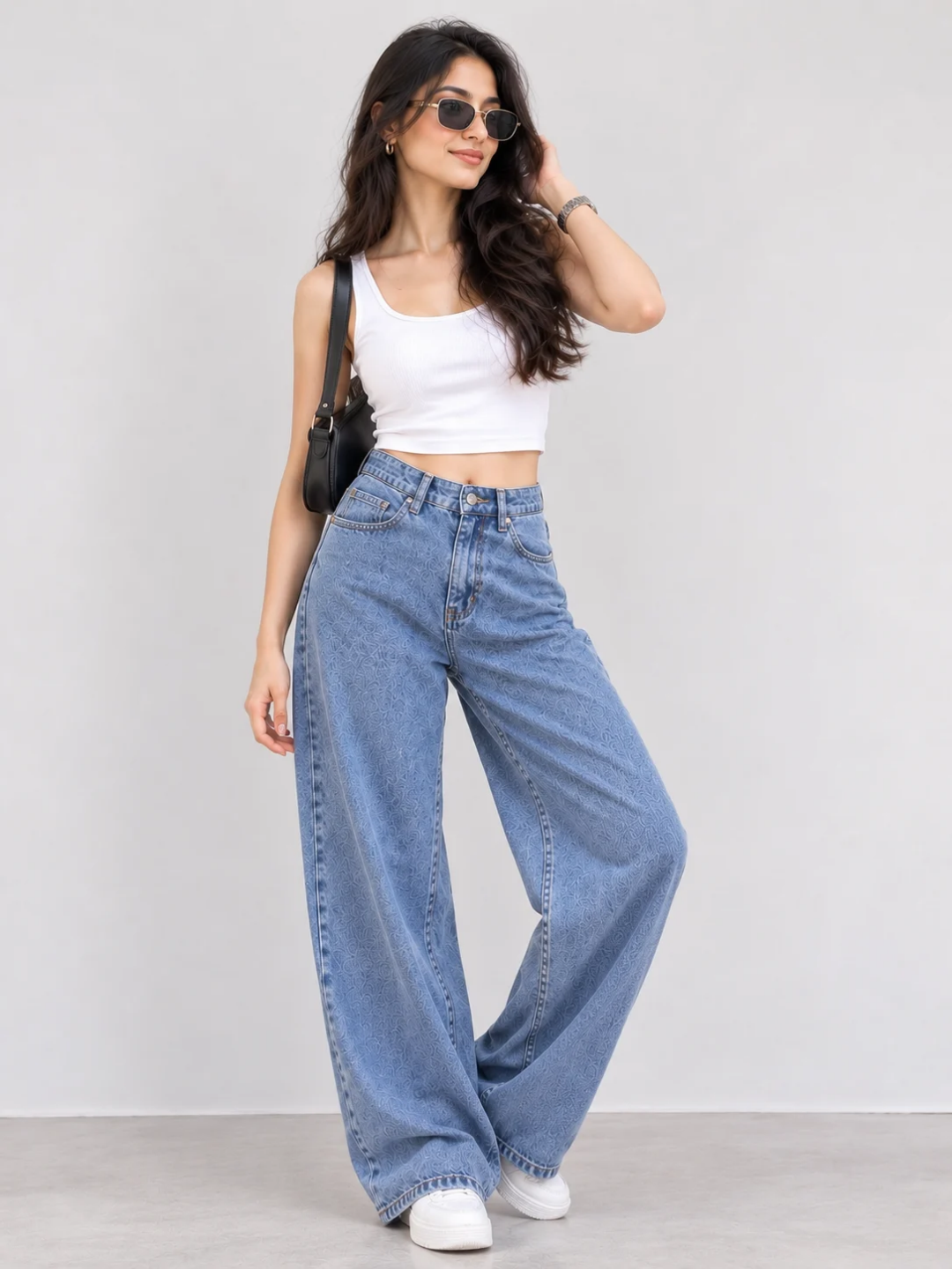 Wide Leg High-Rise Basic Light Blue Jeans