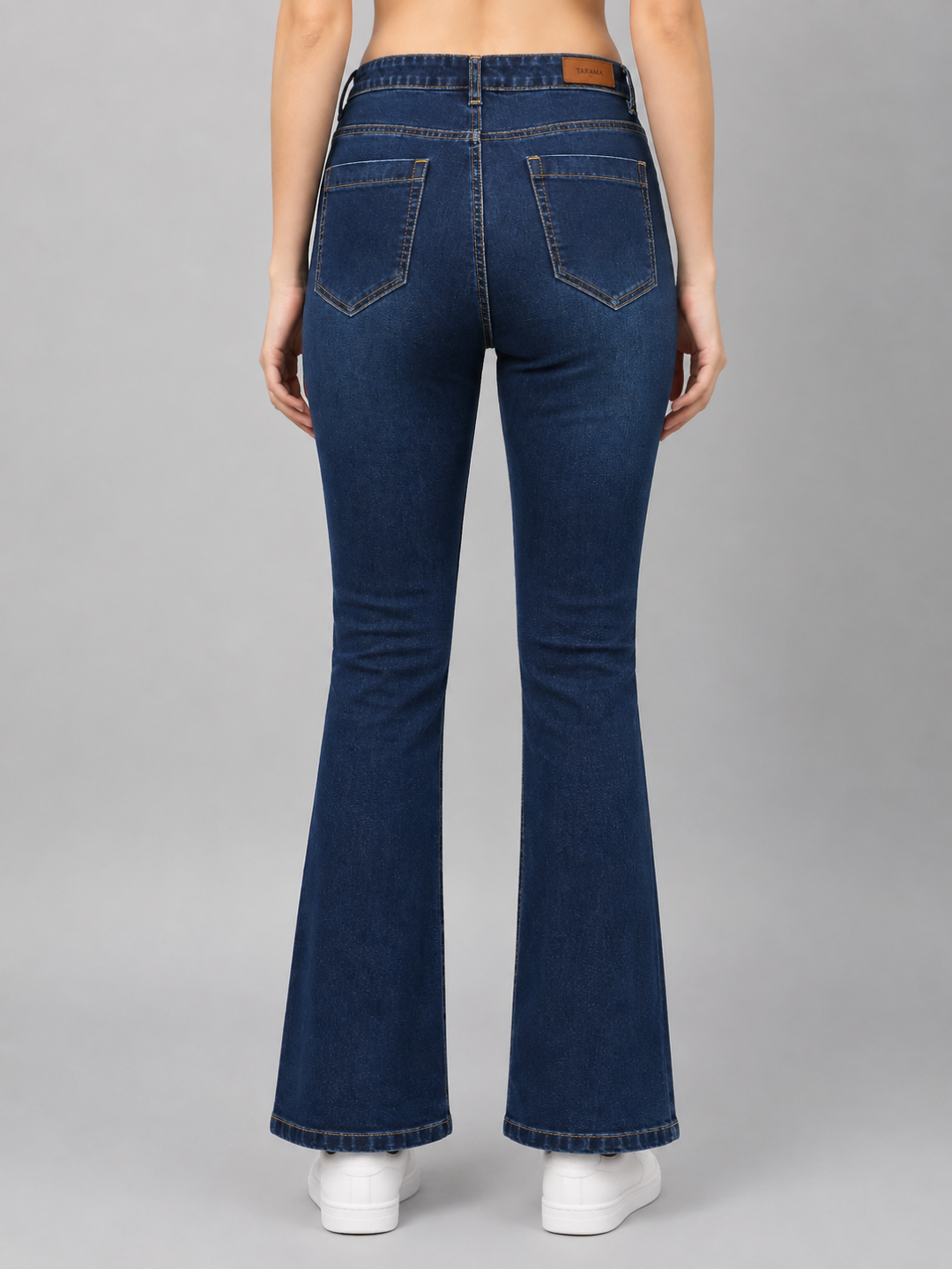 Stretchable Boot Cut Jeans-Dark Blue