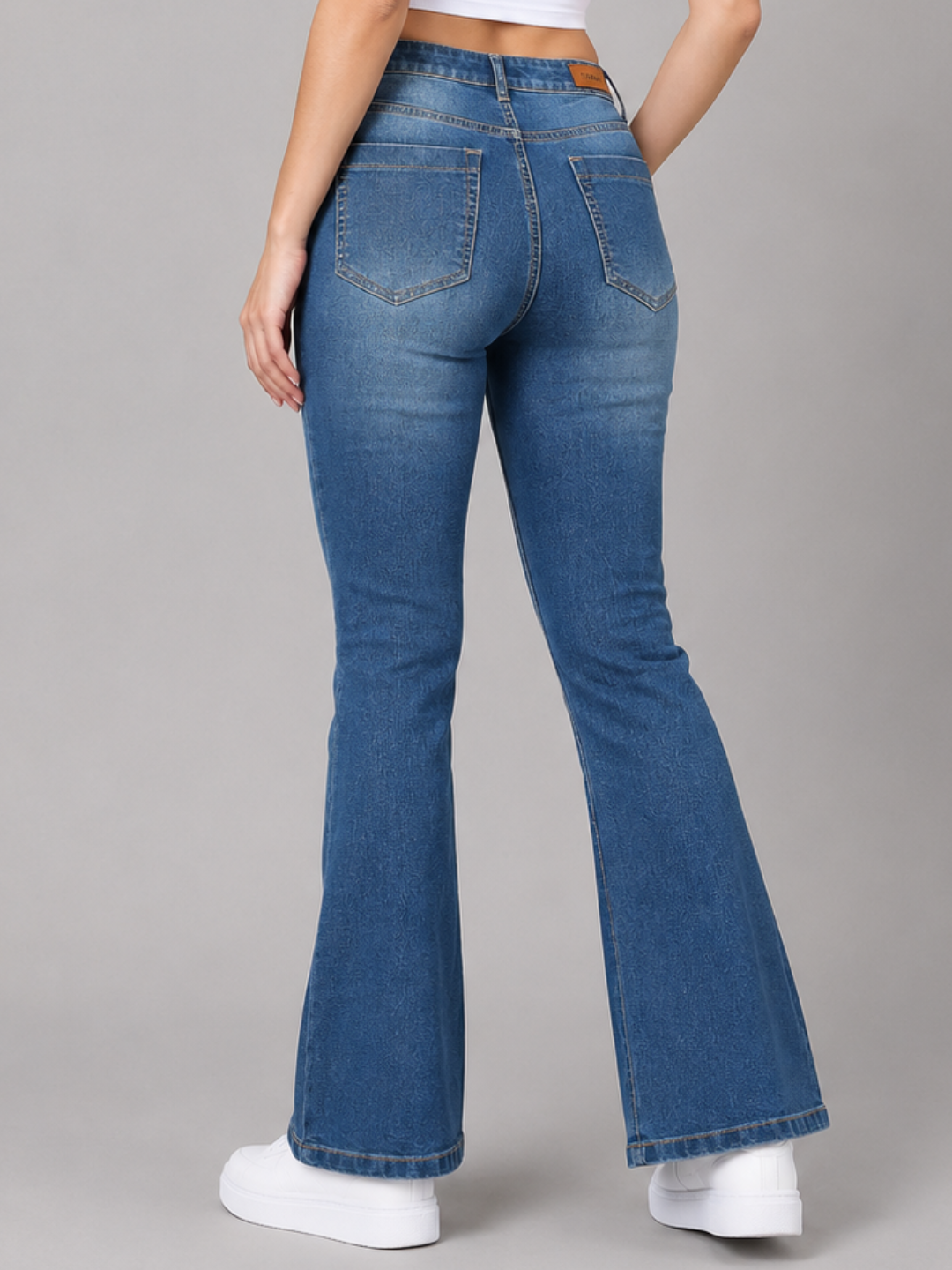 Stretchable Boot Cut Jeans-Mid Blue
