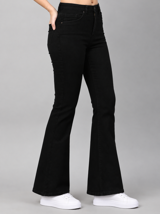 Stretchable Boot Cut Jeans-Black