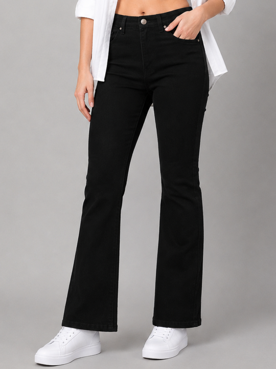 Stretchable Boot Cut Jeans-Black