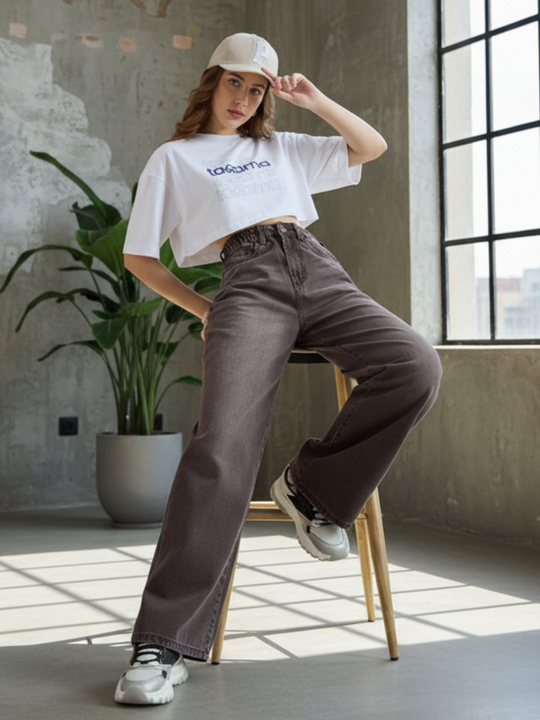 TARAMA High Rise Wide Leg Jeans