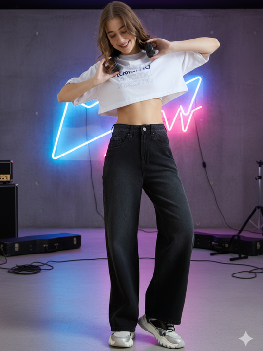 TARAMA High Rise Wide Leg Jeans