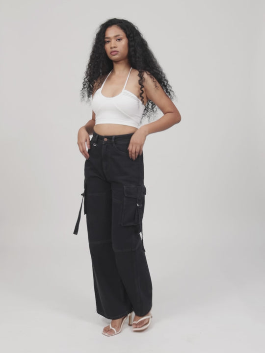 TARAMA TARAMA High-Waist Cargo Denim – Cool Utility Fit